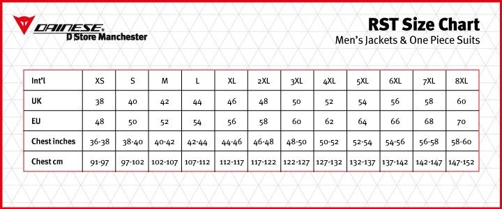 Riding Motorcycle Jacket Mens Jacket Sizing Chart RST Size Chart