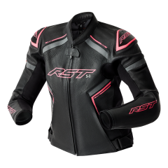 RST S1 D30 Ladies Leather Jacket - Black/Fluo-Pink