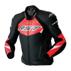 RST Tractech Evo D30 Leather Jacket - Black/Fluo-Red