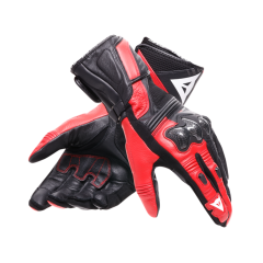 Dainese Reacto Carbon Long Leather Gloves - Black/Lava-Red