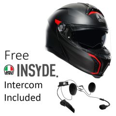 AGV TourModular Frequency - Matt Gunmetal/Red with FREE INSYDE intercom worth £300