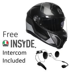 AGV TourModular Perception Matt Black/Silver - with FREE INSYDE intercom worth £300