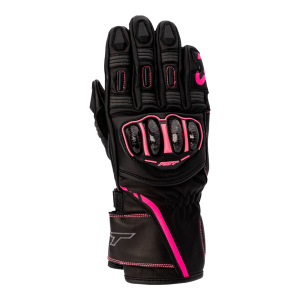 RST S1 Ladies Leather Gloves - Black/Fluo-Pink