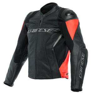 Dainese Racing 4 Leather Jacket - Black/Fluo-Red
