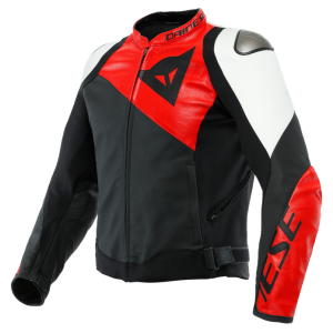 Dainese Sportiva Leather Jacket - Black/Lava-Red/White