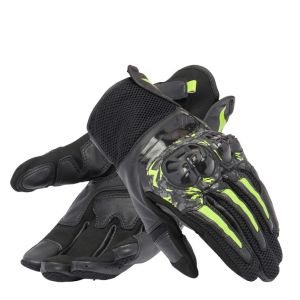 Dainese Mig 3 Unisex Leather/Mesh Gloves - Black/Anthracite/Fluo-Yellow