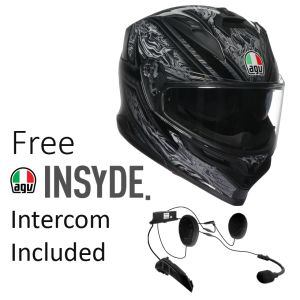 AGV K7 Damascus - Black/Silver - FREE INSYDE intercom worth £270