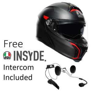 AGV TourModular Frequency - Matt Gunmetal/Red with FREE INSYDE intercom worth £300